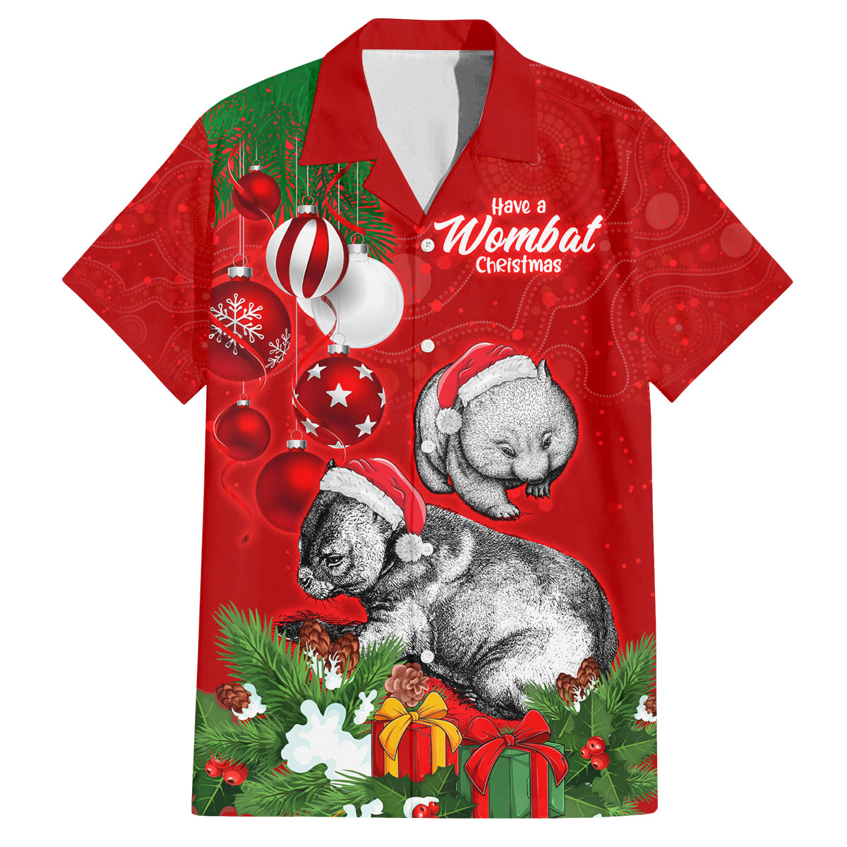 wombat-lover-family-matching-long-sleeve-bodycon-dress-and-hawaiian-shirt-australia-merry-christmas-aboriginal