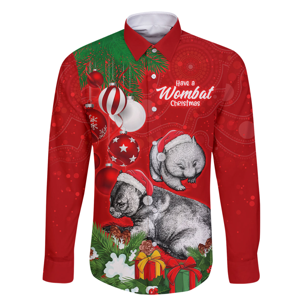 wombat-lover-family-matching-long-sleeve-bodycon-dress-and-hawaiian-shirt-australia-merry-christmas-aboriginal