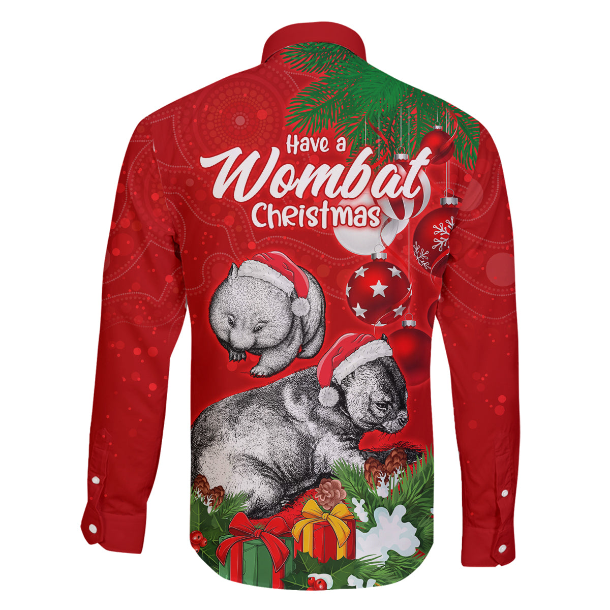 wombat-lover-family-matching-long-sleeve-bodycon-dress-and-hawaiian-shirt-australia-merry-christmas-aboriginal