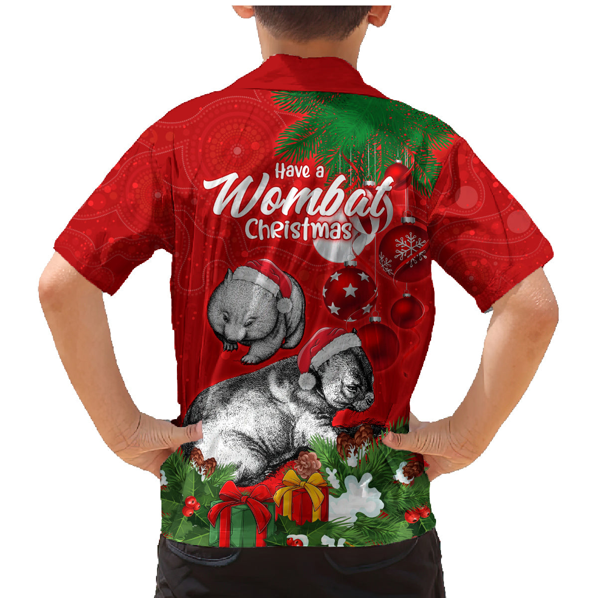 wombat-lover-family-matching-mermaid-dress-and-hawaiian-shirt-australia-merry-christmas-aboriginal