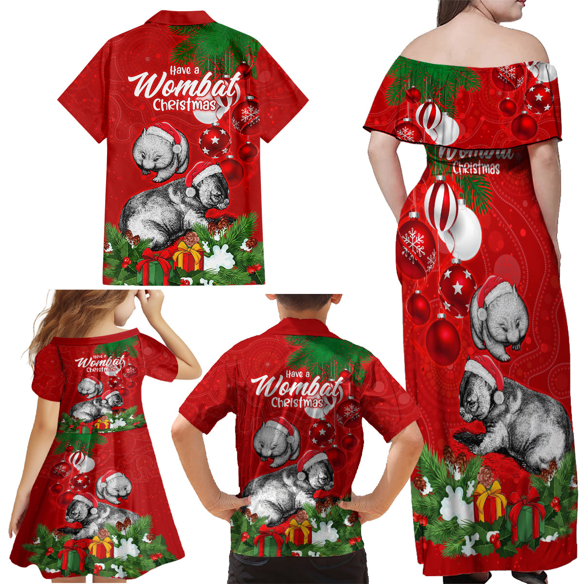 wombat-lover-family-matching-off-shoulder-maxi-dress-and-hawaiian-shirt-australia-merry-christmas-aboriginal