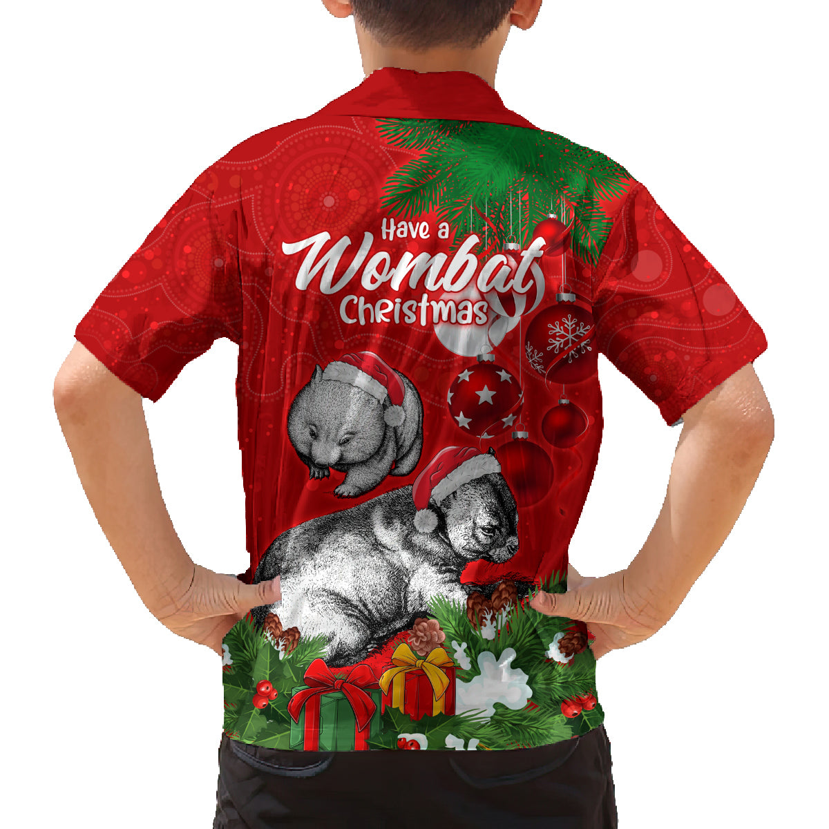 wombat-lover-family-matching-off-shoulder-short-dress-and-hawaiian-shirt-australia-merry-christmas-aboriginal