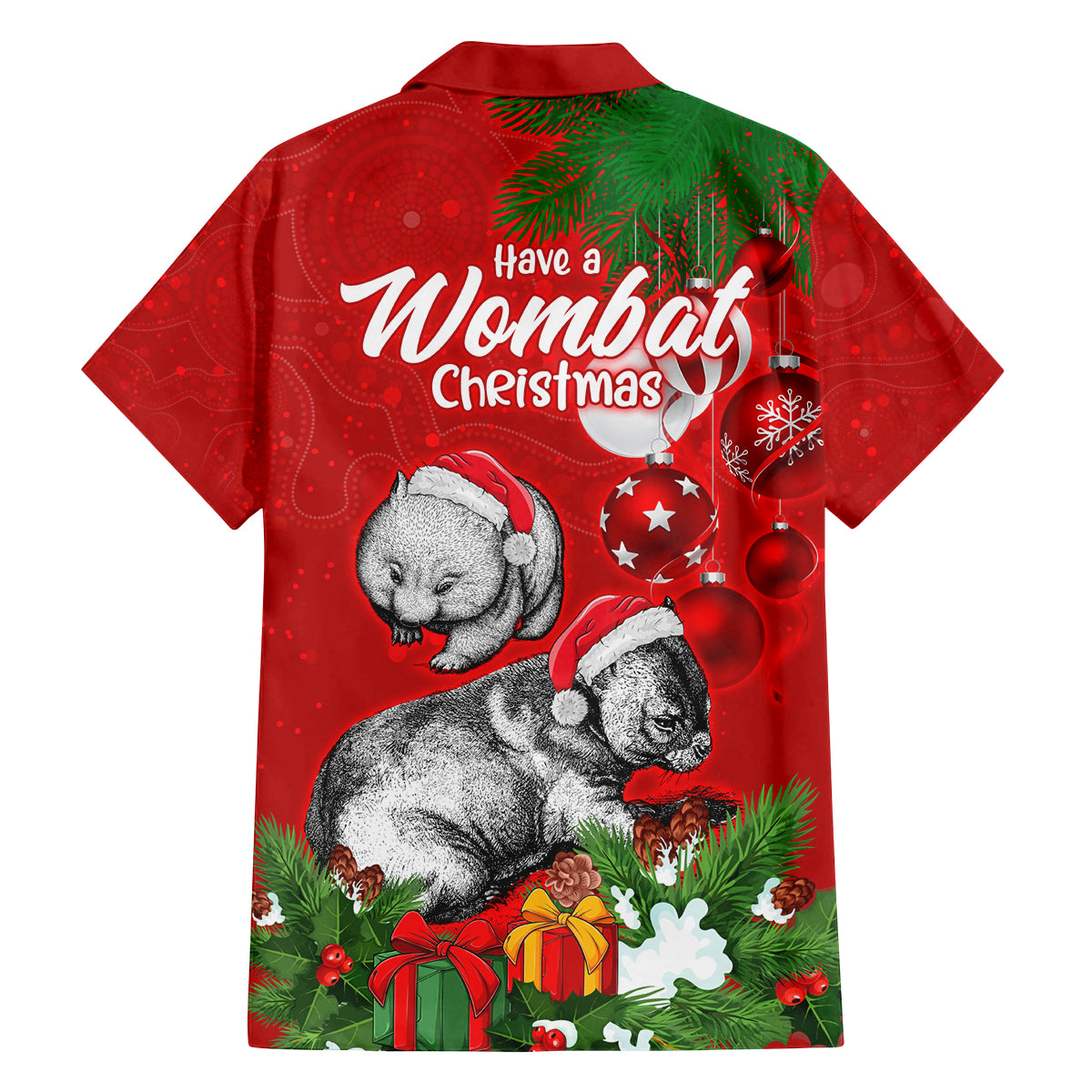 wombat-lover-family-matching-off-shoulder-short-dress-and-hawaiian-shirt-australia-merry-christmas-aboriginal