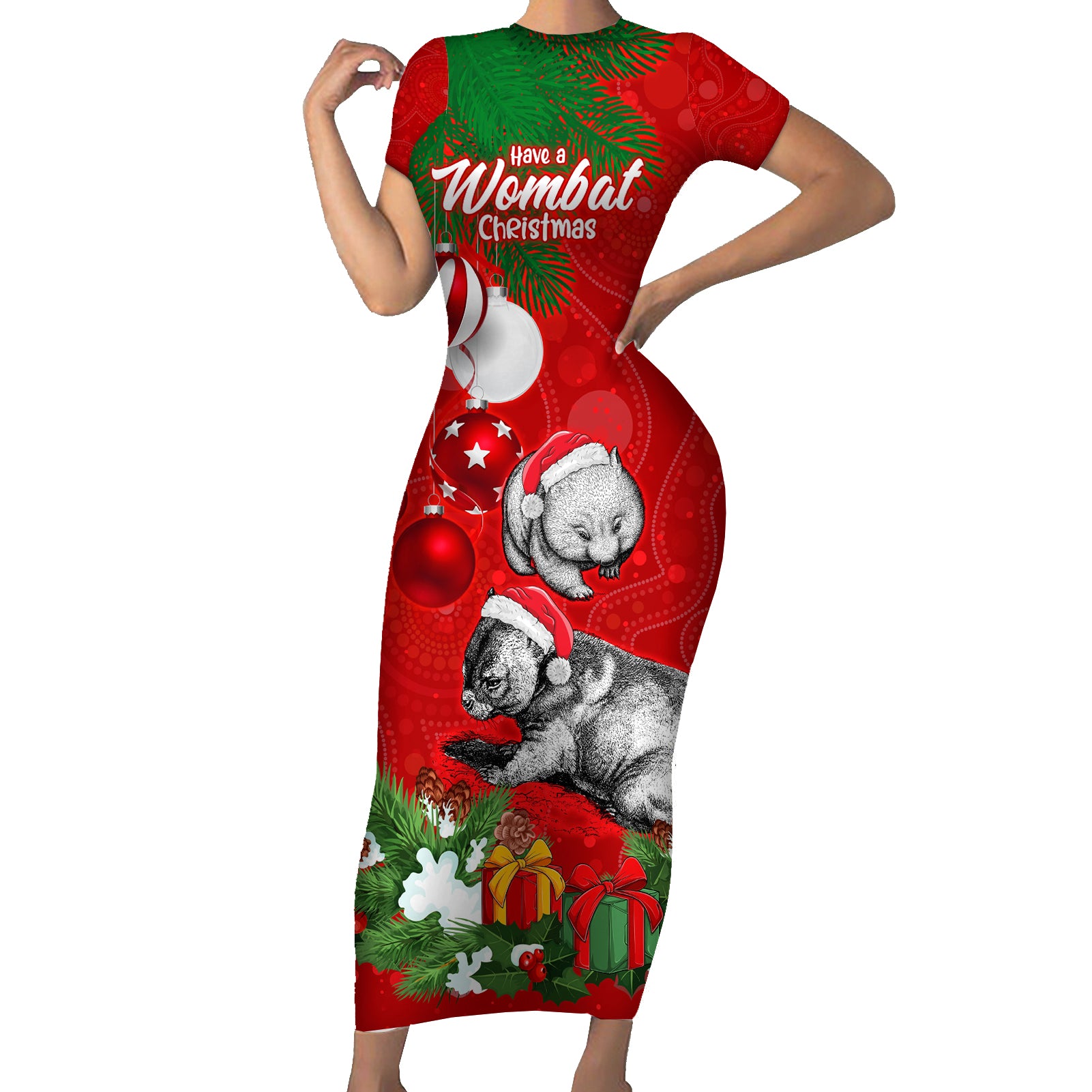 wombat-lover-family-matching-short-sleeve-bodycon-dress-and-hawaiian-shirt-australia-merry-christmas-aboriginal