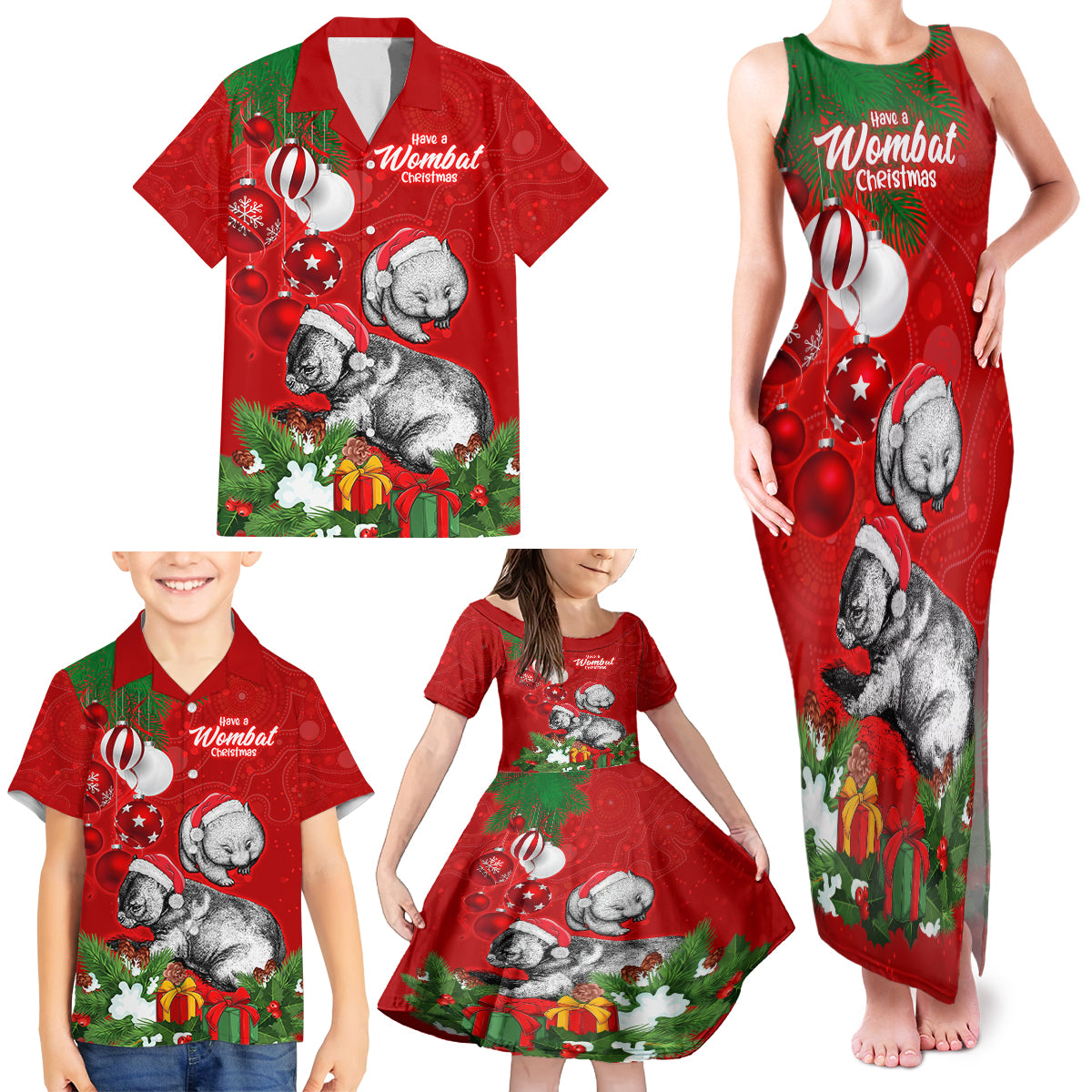 wombat-lover-family-matching-tank-maxi-dress-and-hawaiian-shirt-australia-merry-christmas-aboriginal