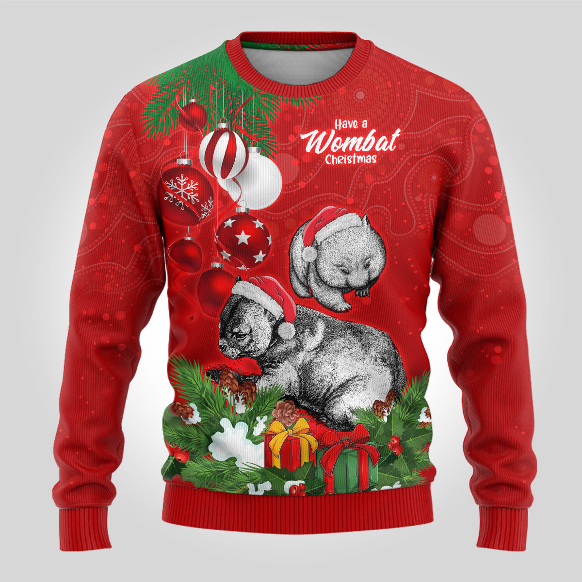 wombat-lover-ugly-christmas-sweater-australia-merry-christmas-aboriginal