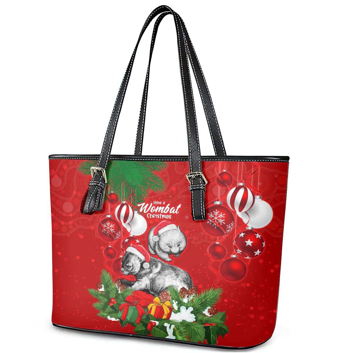 wombat-lover-leather-tote-bag-australia-merry-christmas-aboriginal