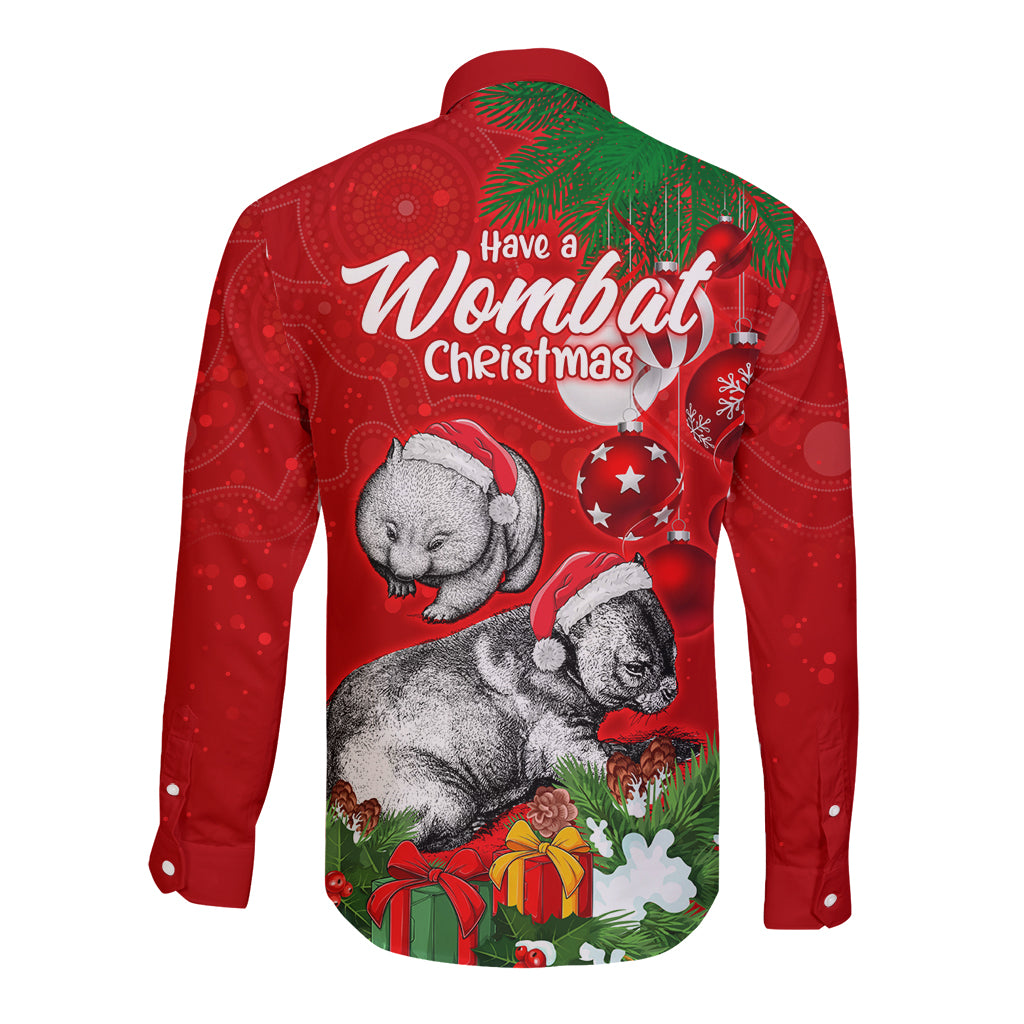 wombat-lover-long-sleeve-button-shirt-australia-merry-christmas-aboriginal