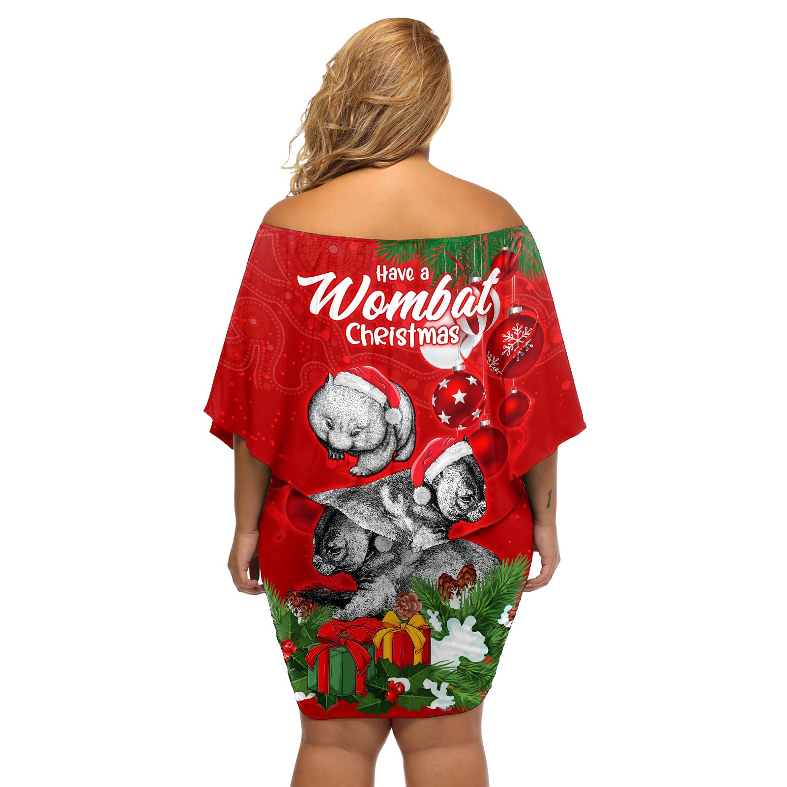 wombat-lover-off-shoulder-short-dress-australia-merry-christmas-aboriginal