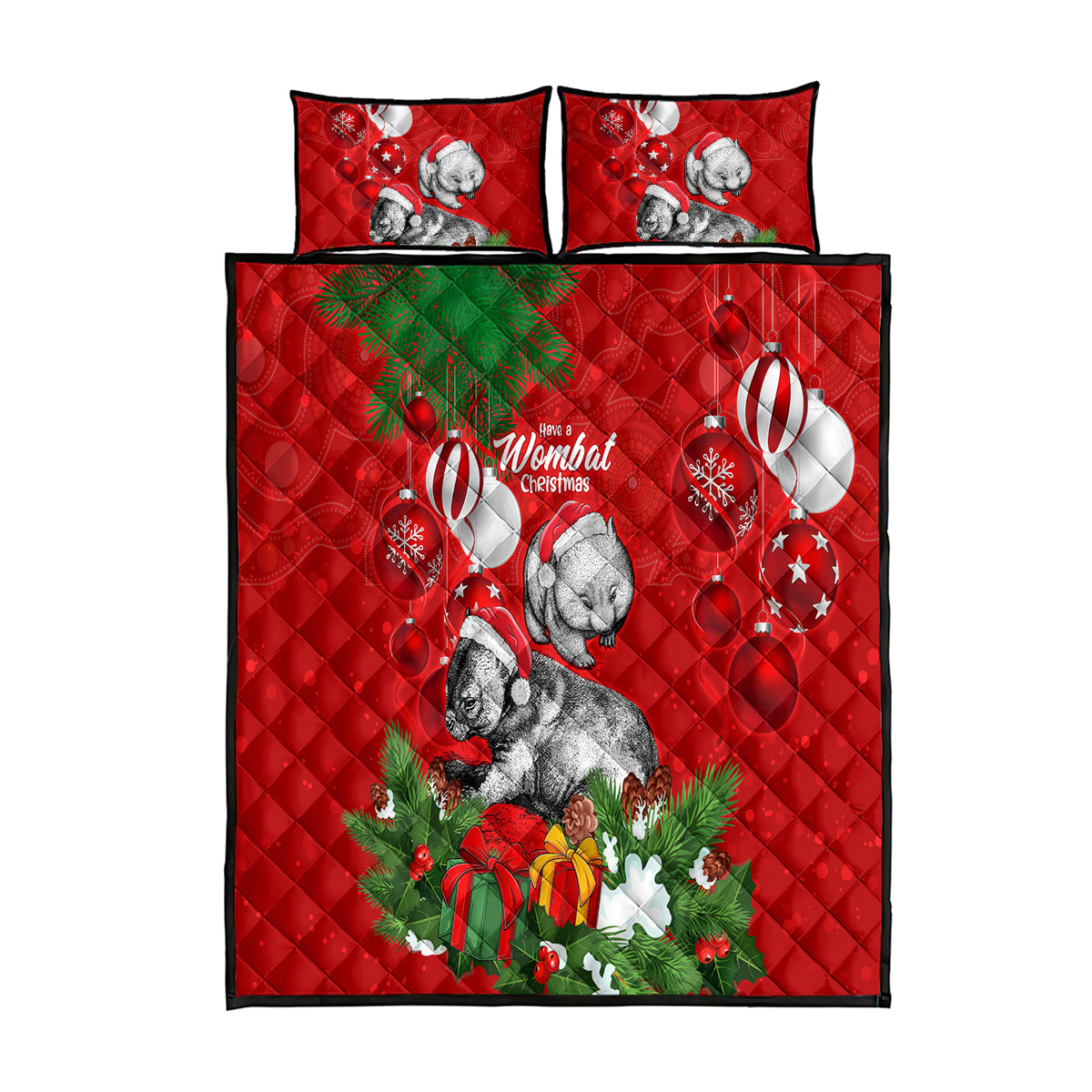 wombat-lover-quilt-bed-set-australia-merry-christmas-aboriginal