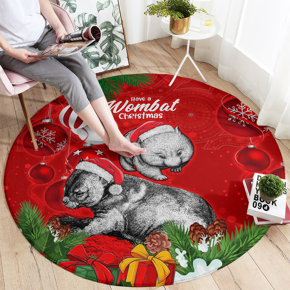 wombat-lover-round-carpet-australia-merry-christmas-aboriginal