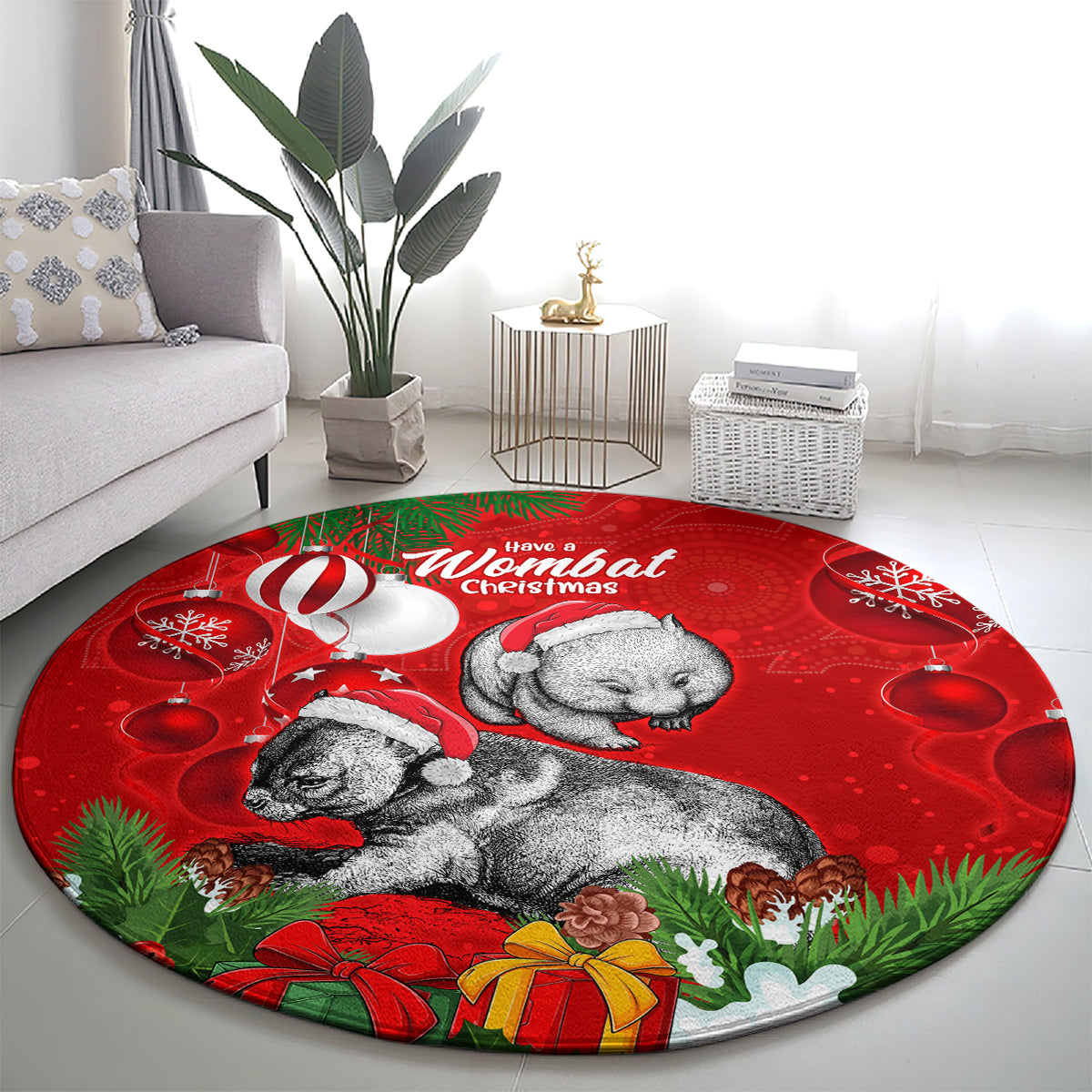 wombat-lover-round-carpet-australia-merry-christmas-aboriginal