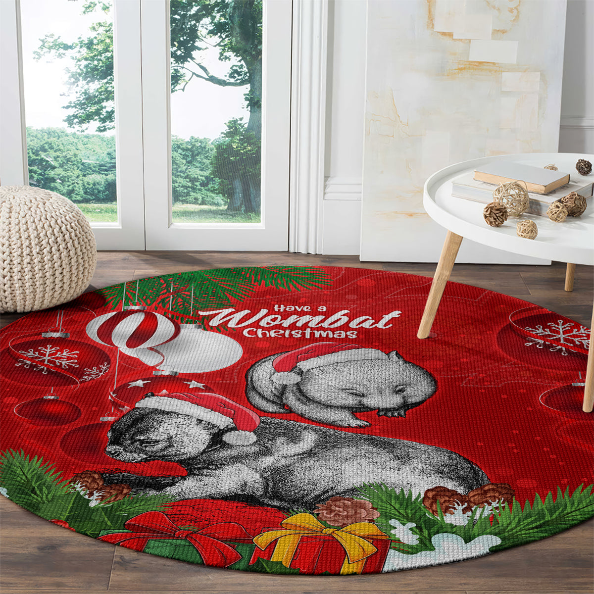 wombat-lover-round-carpet-australia-merry-christmas-aboriginal