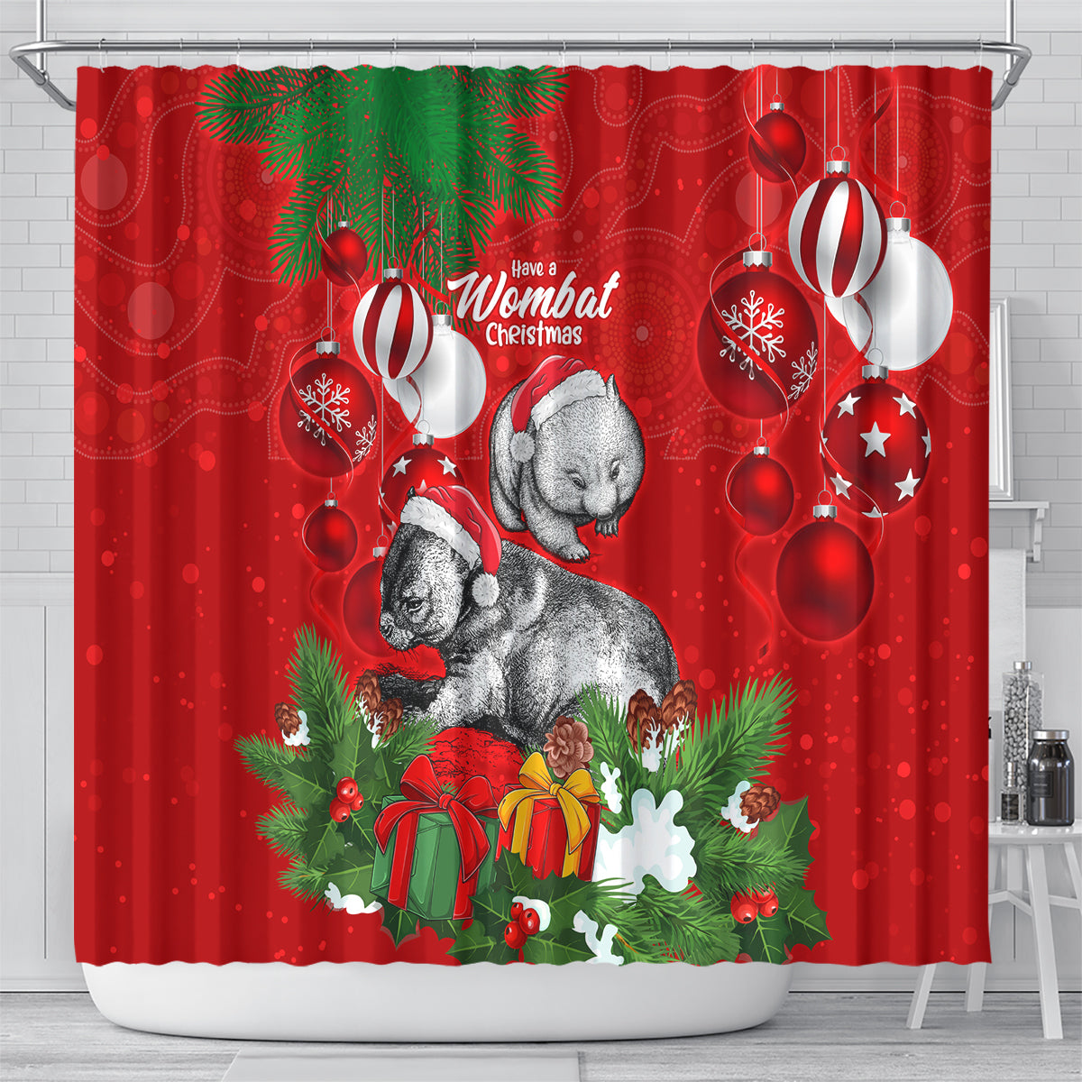 wombat-lover-shower-curtain-australia-merry-christmas-aboriginal