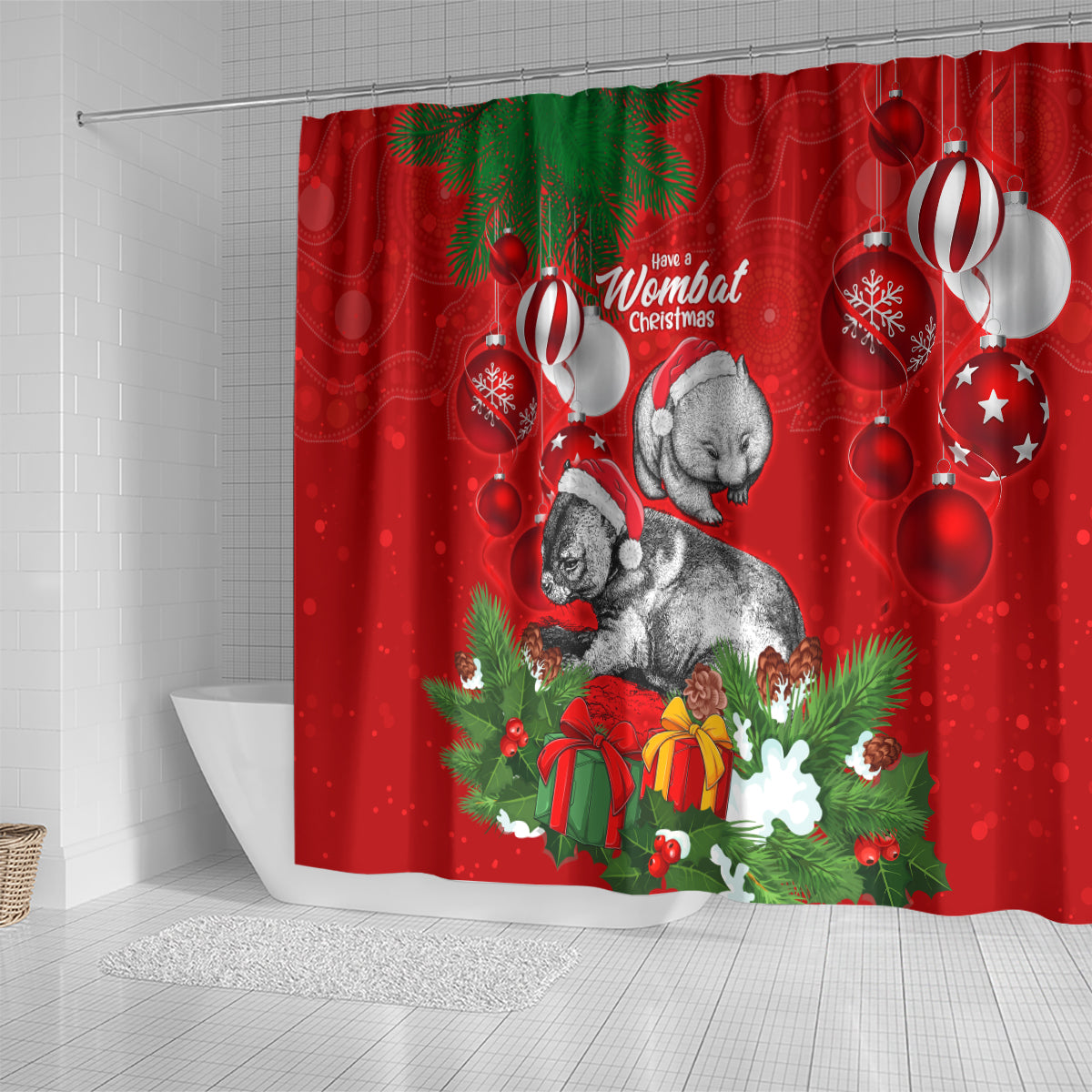 wombat-lover-shower-curtain-australia-merry-christmas-aboriginal