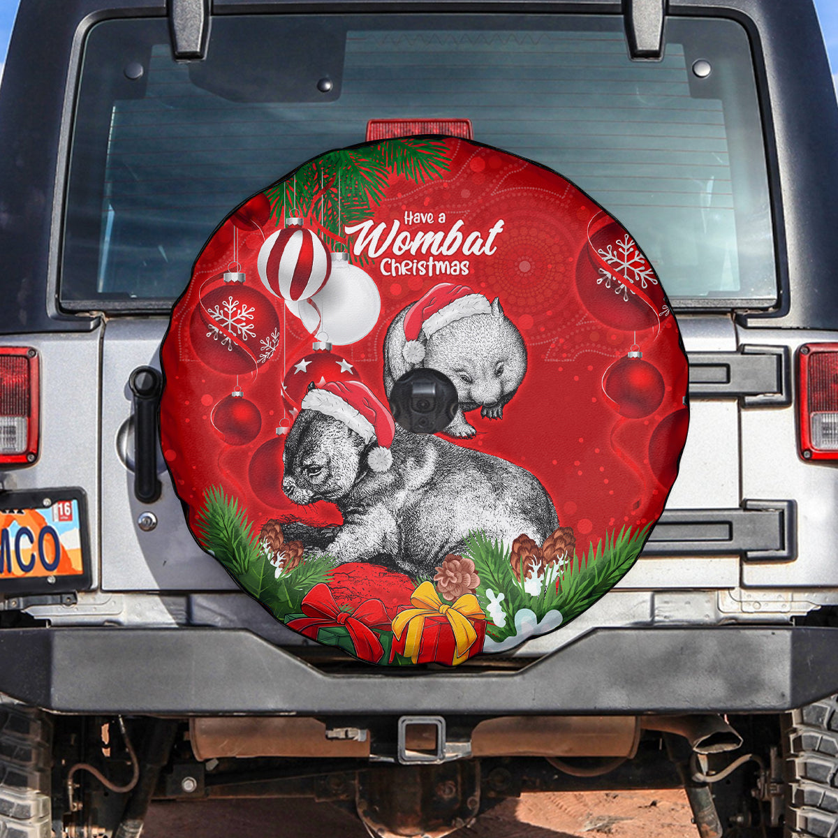 wombat-lover-spare-tire-cover-australia-merry-christmas-aboriginal