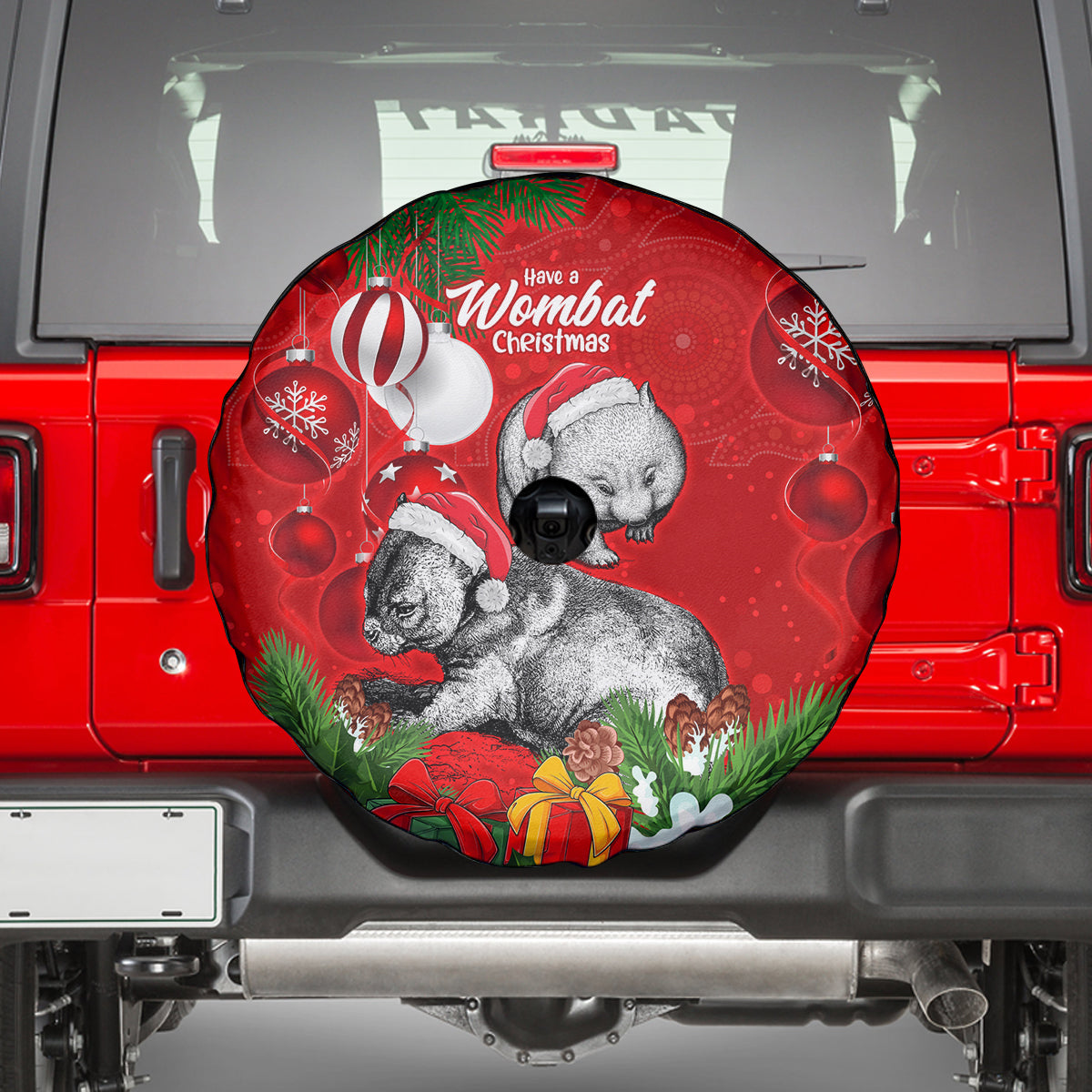 wombat-lover-spare-tire-cover-australia-merry-christmas-aboriginal