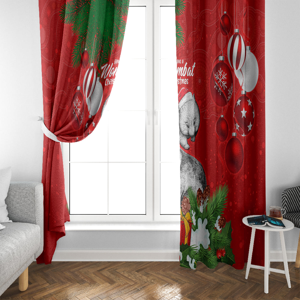 wombat-lover-window-curtain-australia-merry-christmas-aboriginal