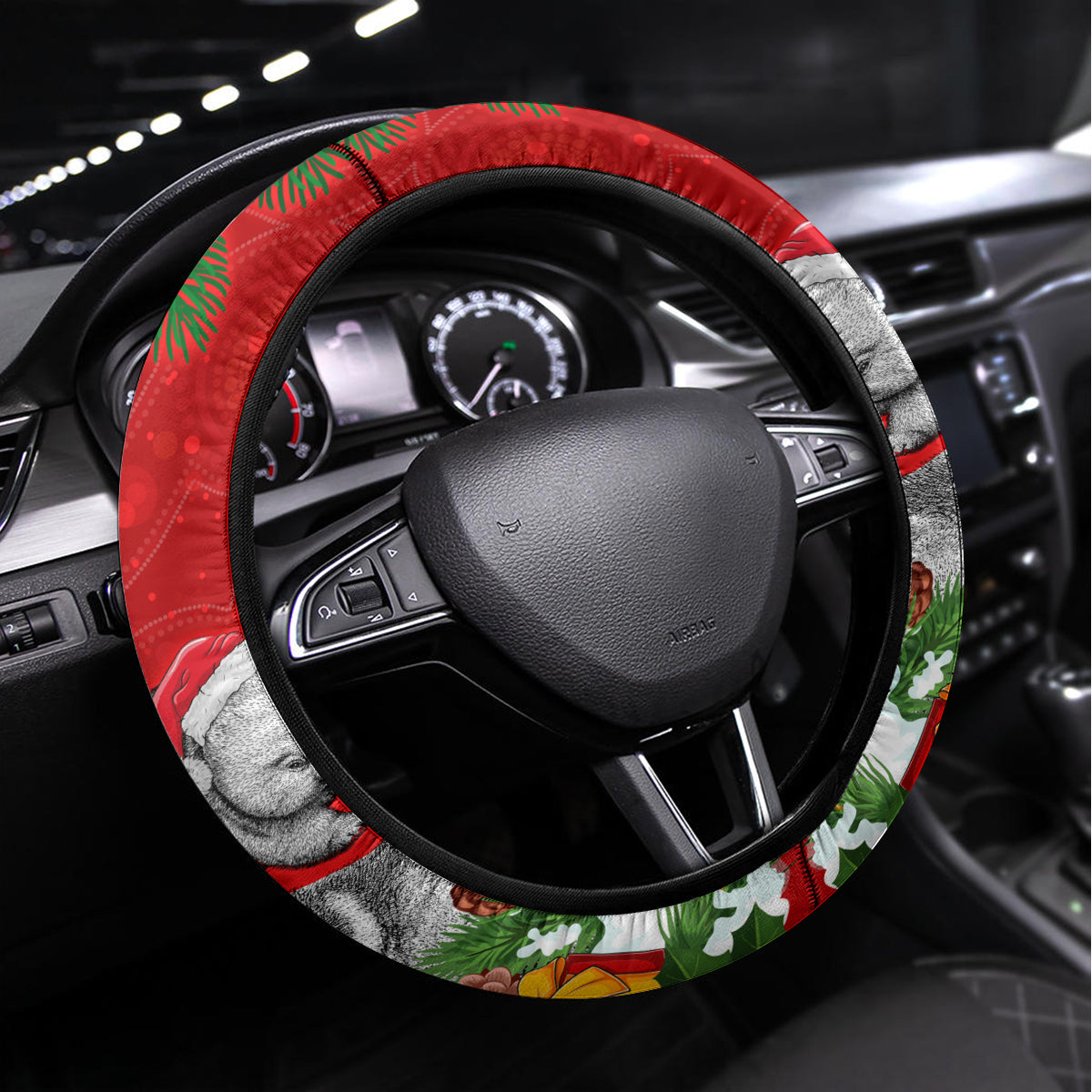 Wombat Lover Steering Wheel Cover Australia Merry Christmas Aboriginal