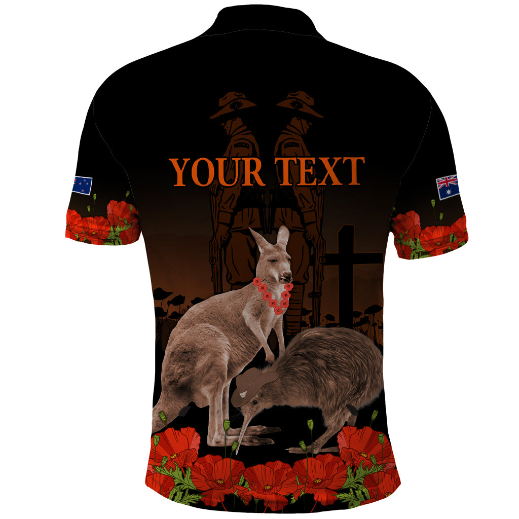 Kangaroo and Kiwi Bird ANZAC Day Custom Polo Shirt Soldier Style