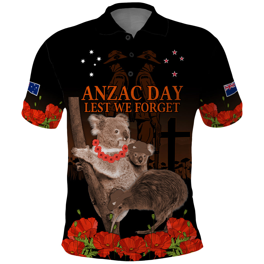 Koala and Kiwi Bird ANZAC Day Custom Polo Shirt Soldier Style