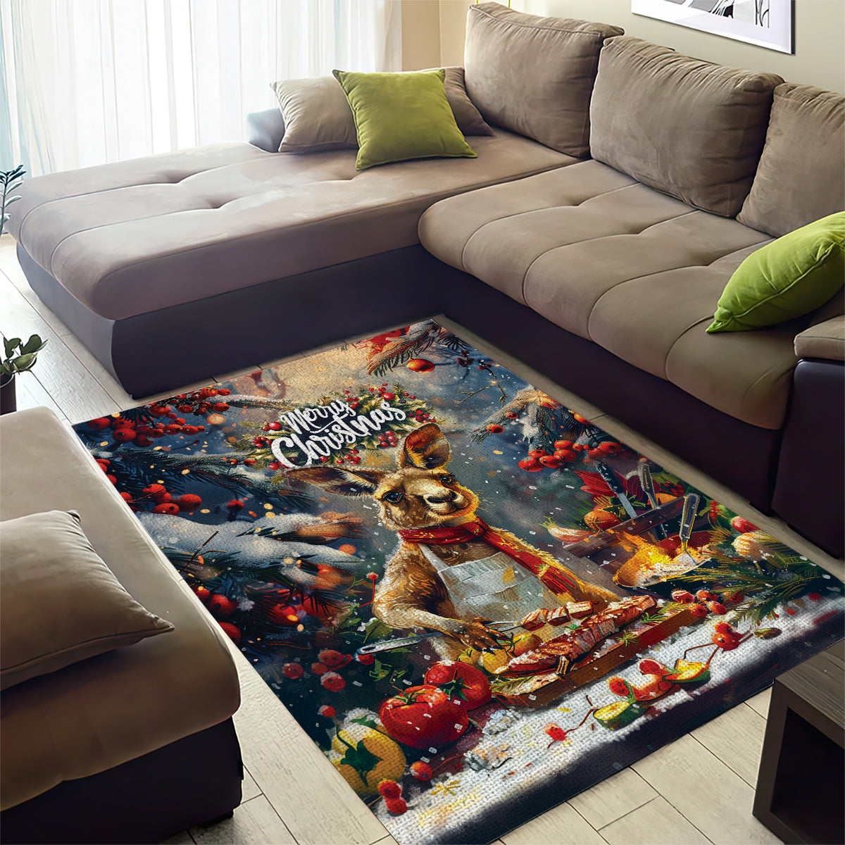 Kangaroo Chef Christmas in July Area Rug