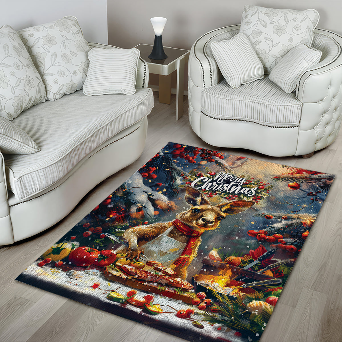 Kangaroo Chef Christmas in July Area Rug