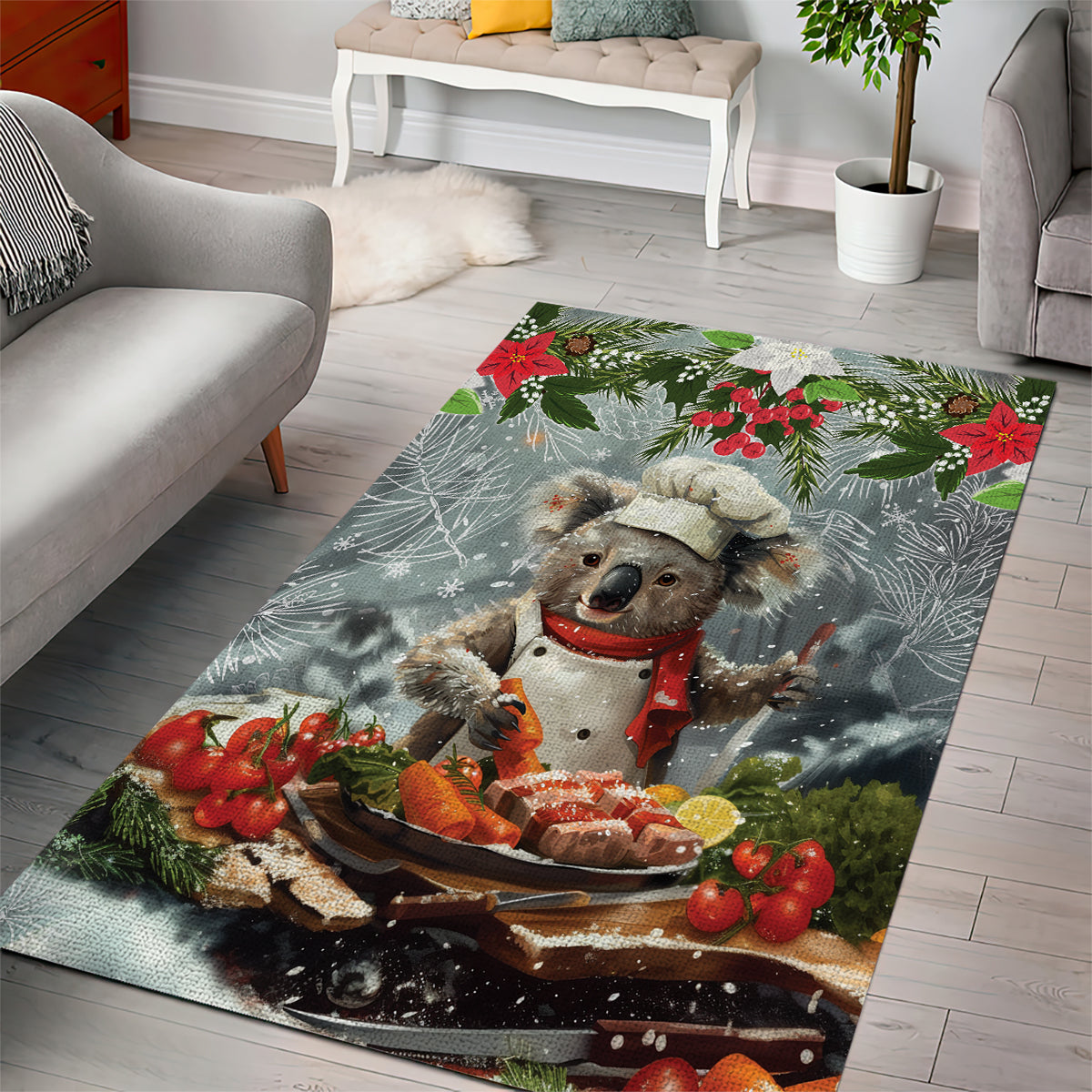 Koala Chef Christmas in July Area Rug