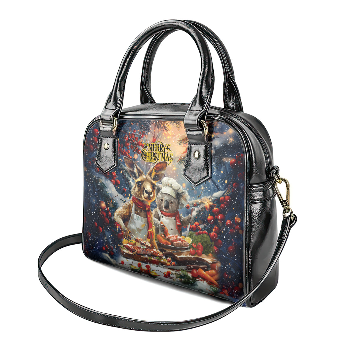 Aussie Christmas Kangaroo and Koala Shoulder Handbag