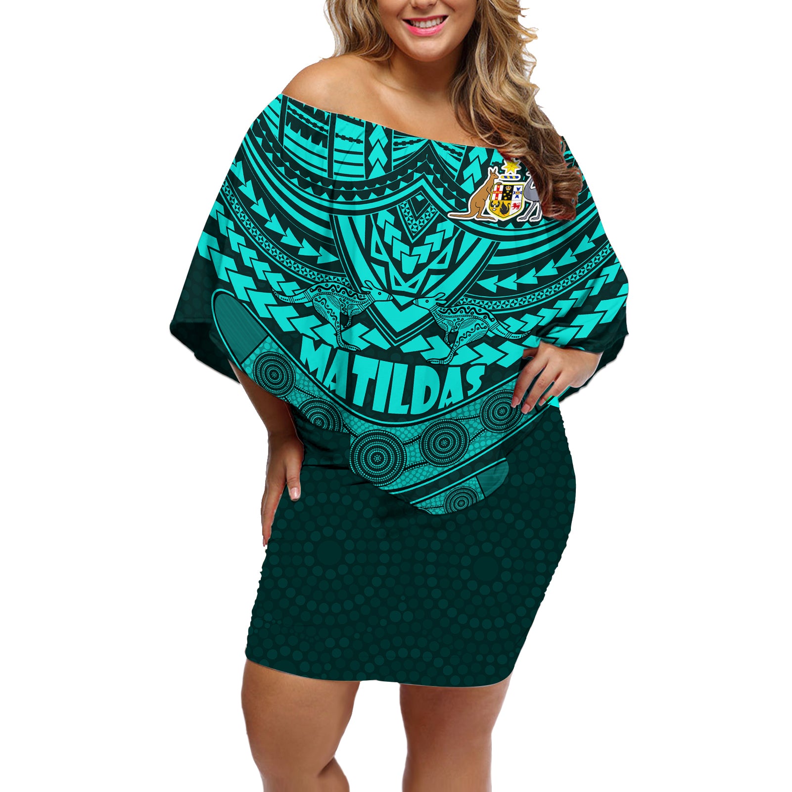 matildas-soccer-off-shoulder-short-dress-polynesian-and-aboriginal-turquoise-vibe