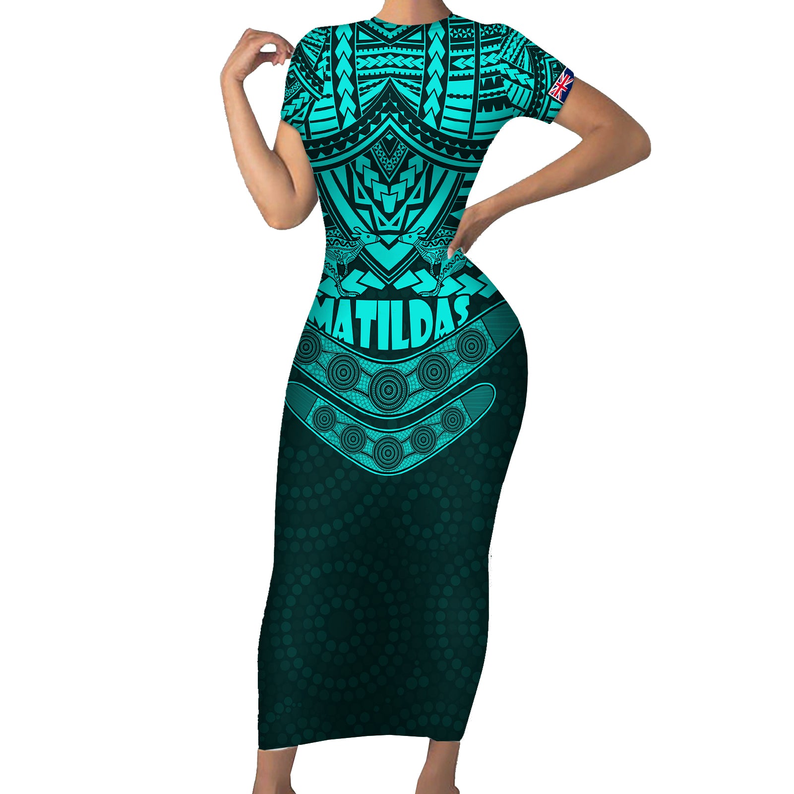 matildas-soccer-short-sleeve-bodycon-dress-polynesian-and-aboriginal-turquoise-vibe