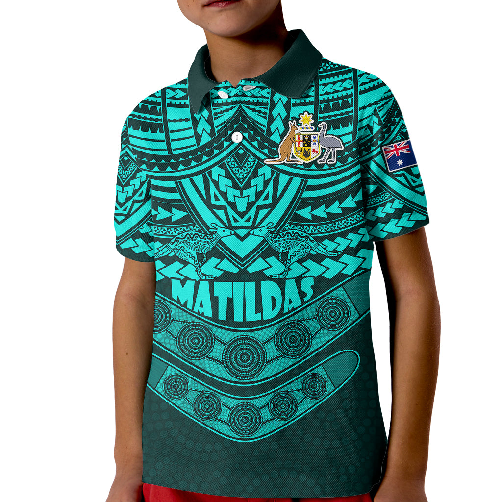 custom-matildas-soccer-kid-polo-shirt-polynesian-and-aboriginal-turquoise-vibe