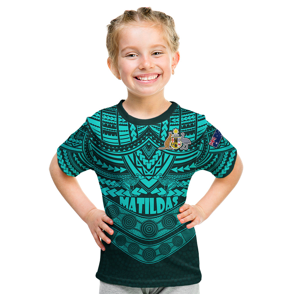 custom-matildas-soccer-kid-t-shirt-polynesian-and-aboriginal-turquoise-vibe