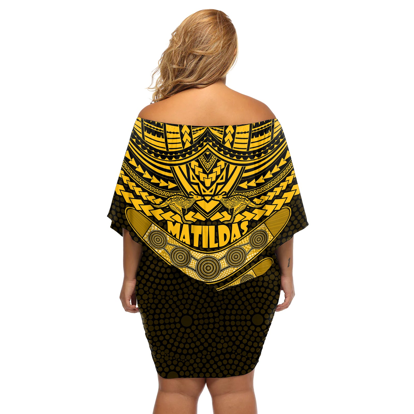 matildas-soccer-off-shoulder-short-dress-polynesian-and-aboriginal-gold-vibe