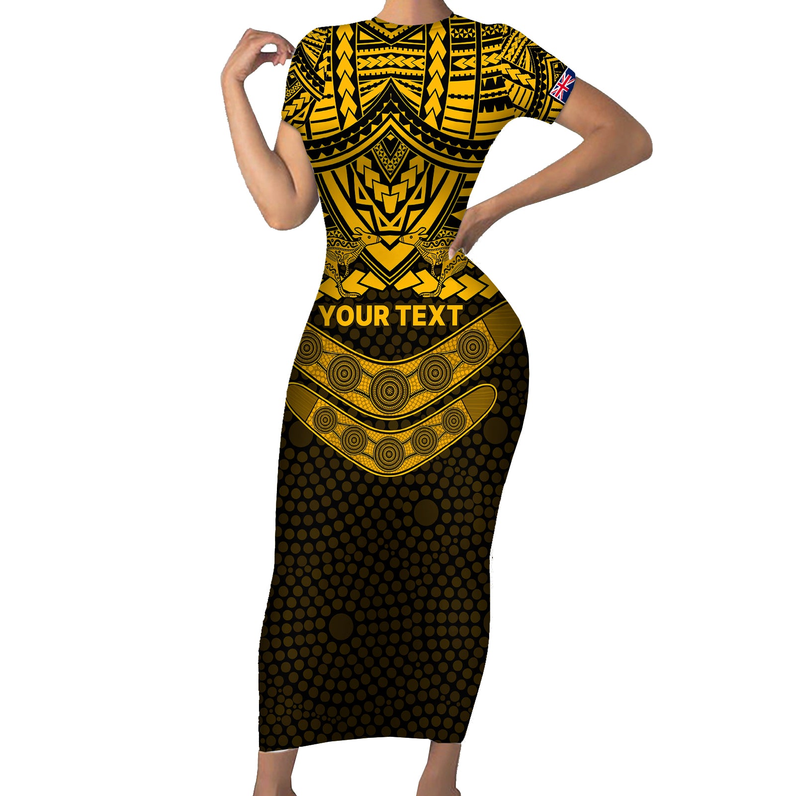 custom-matildas-soccer-short-sleeve-bodycon-dress-polynesian-and-aboriginal-gold-vibe