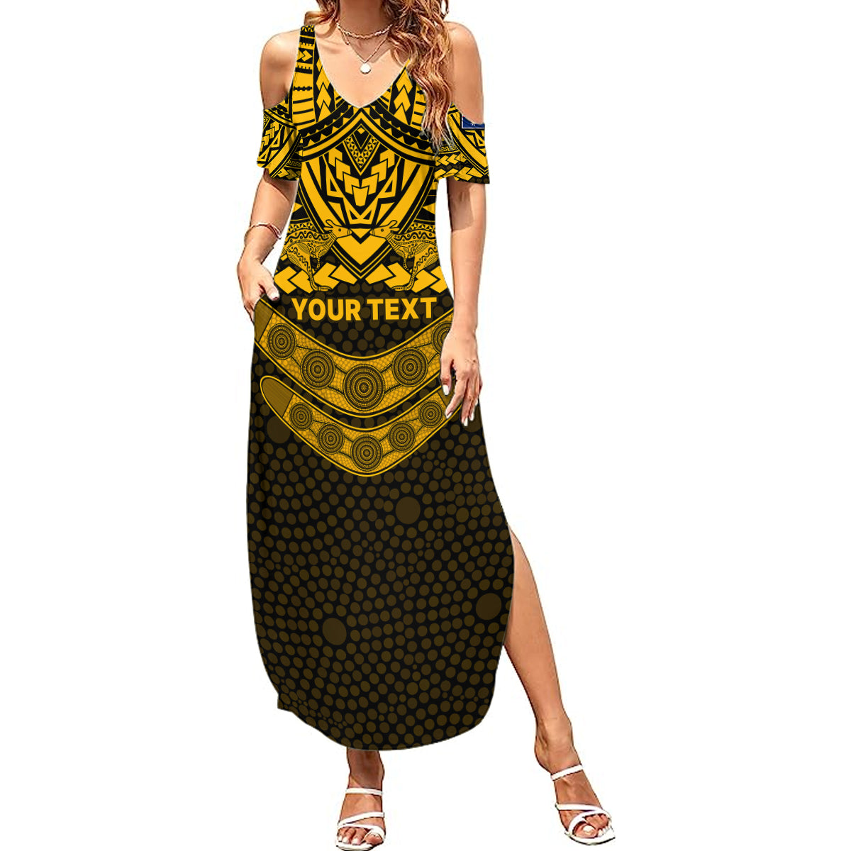 custom-matildas-soccer-summer-maxi-dress-polynesian-and-aboriginal-gold-vibe