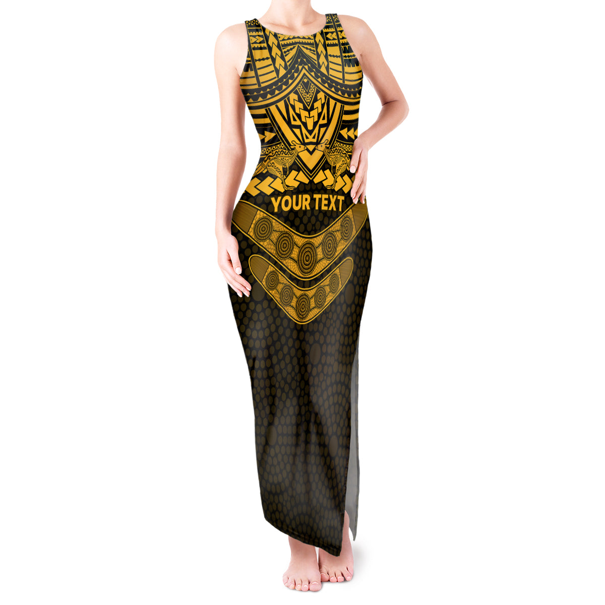 custom-matildas-soccer-tank-maxi-dress-polynesian-and-aboriginal-gold-vibe