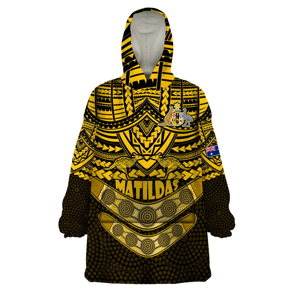 custom-matildas-soccer-wearable-blanket-hoodie-polynesian-and-aboriginal-gold-vibe