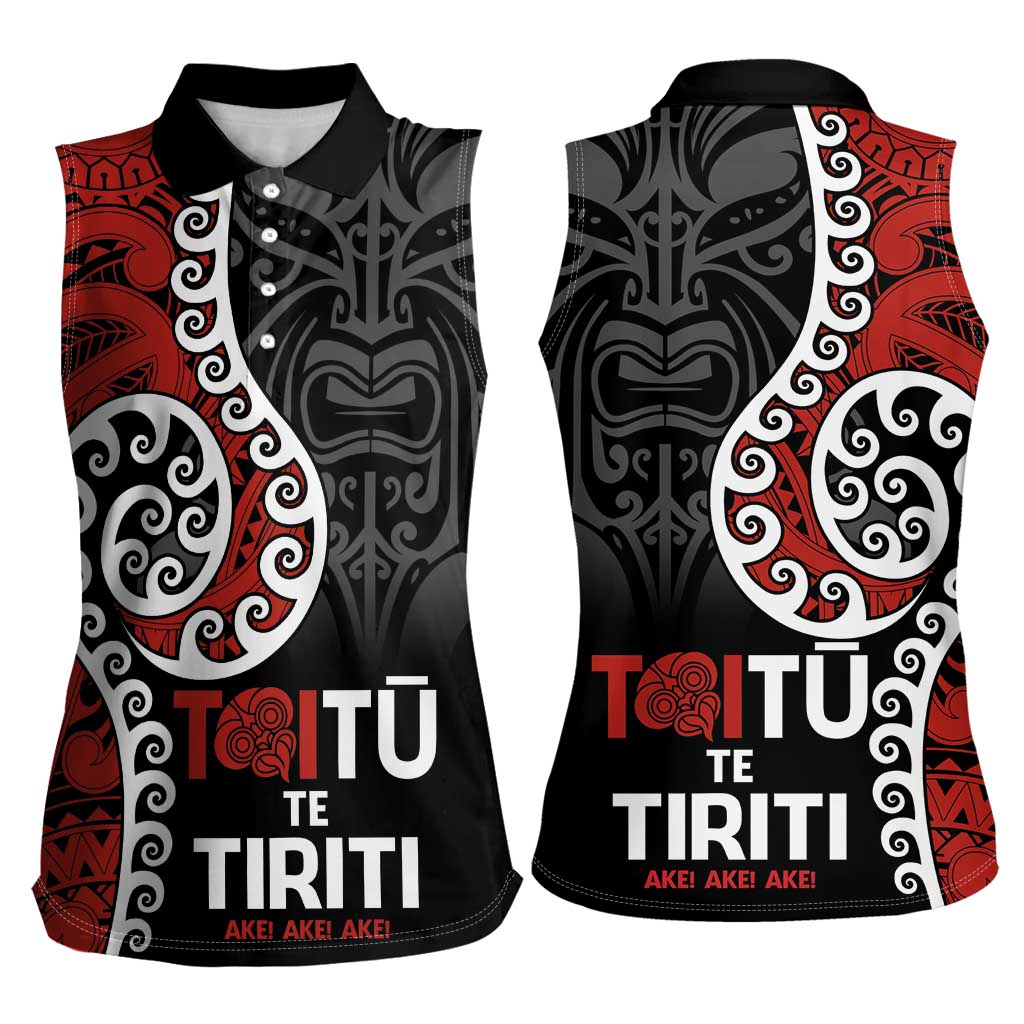 Honour The Treaty New Zealand Women Sleeveless Polo Shirt Toitu Te Tiriti Ake!Ake!Ake!