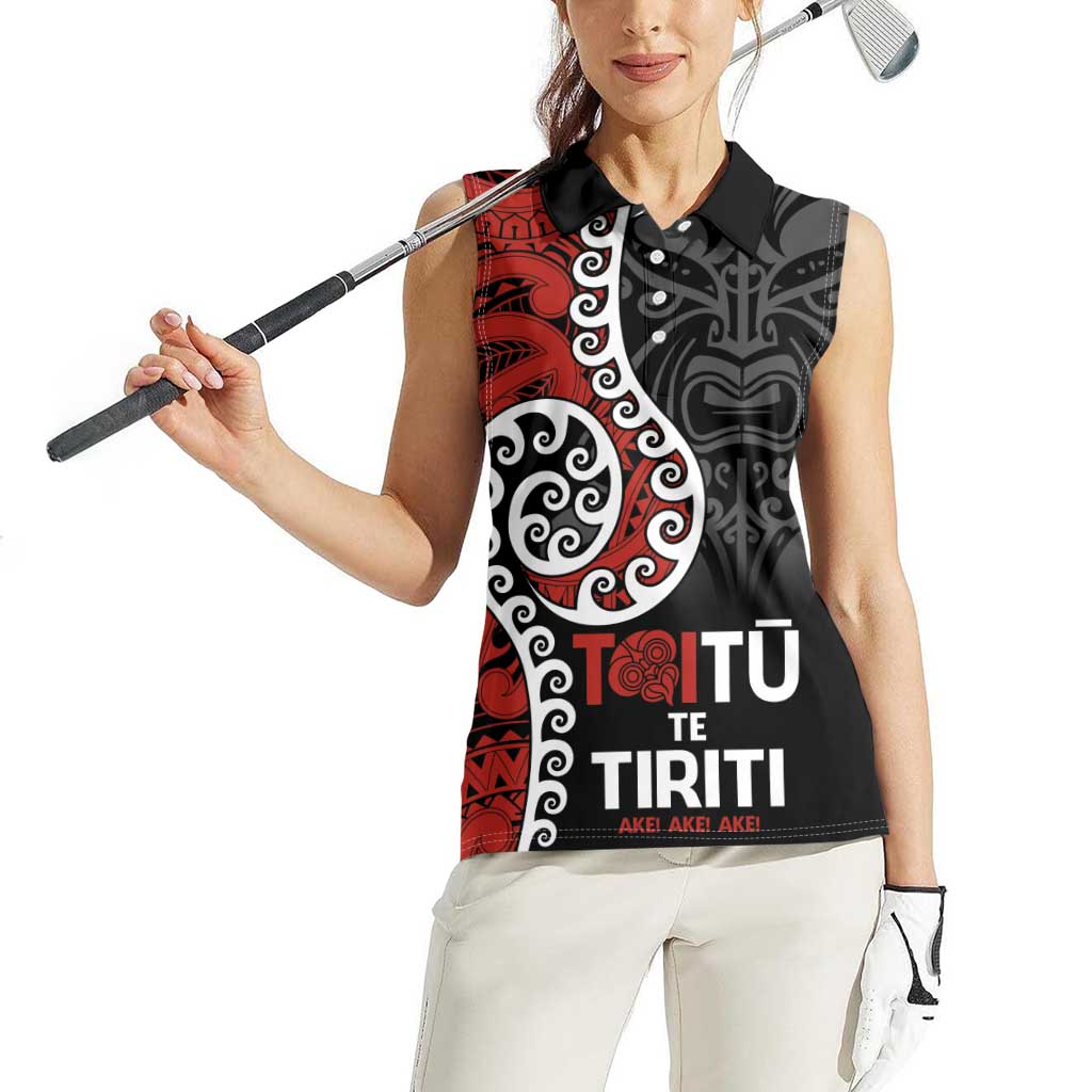 Honour The Treaty New Zealand Women Sleeveless Polo Shirt Toitu Te Tiriti Ake!Ake!Ake!