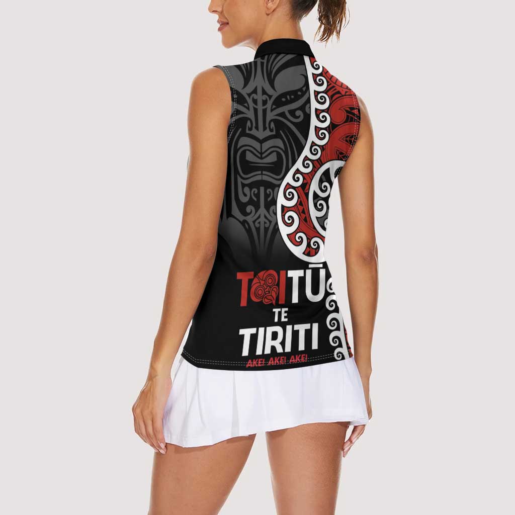 Honour The Treaty New Zealand Women Sleeveless Polo Shirt Toitu Te Tiriti Ake!Ake!Ake!