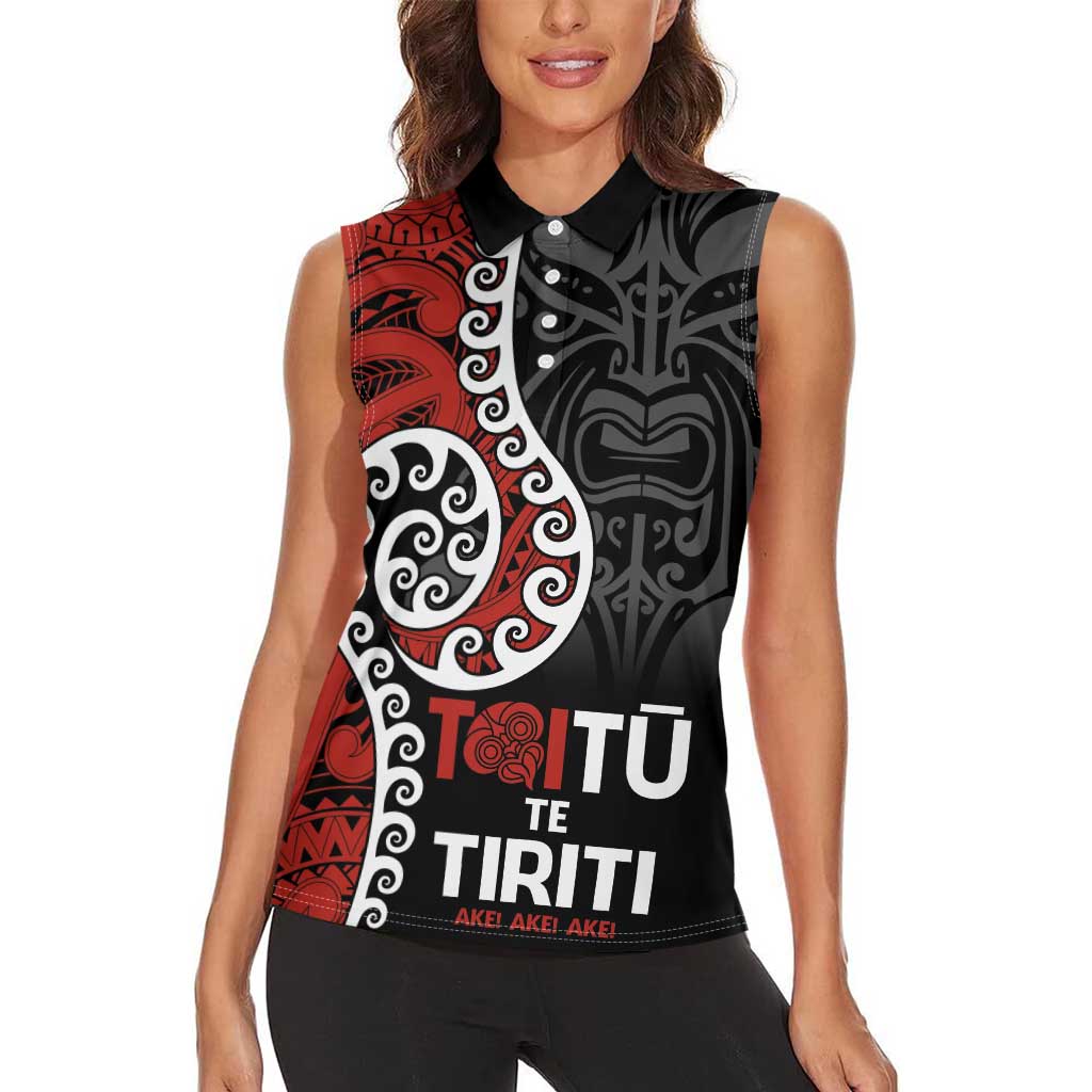 Honour The Treaty New Zealand Women Sleeveless Polo Shirt Toitu Te Tiriti Ake!Ake!Ake!