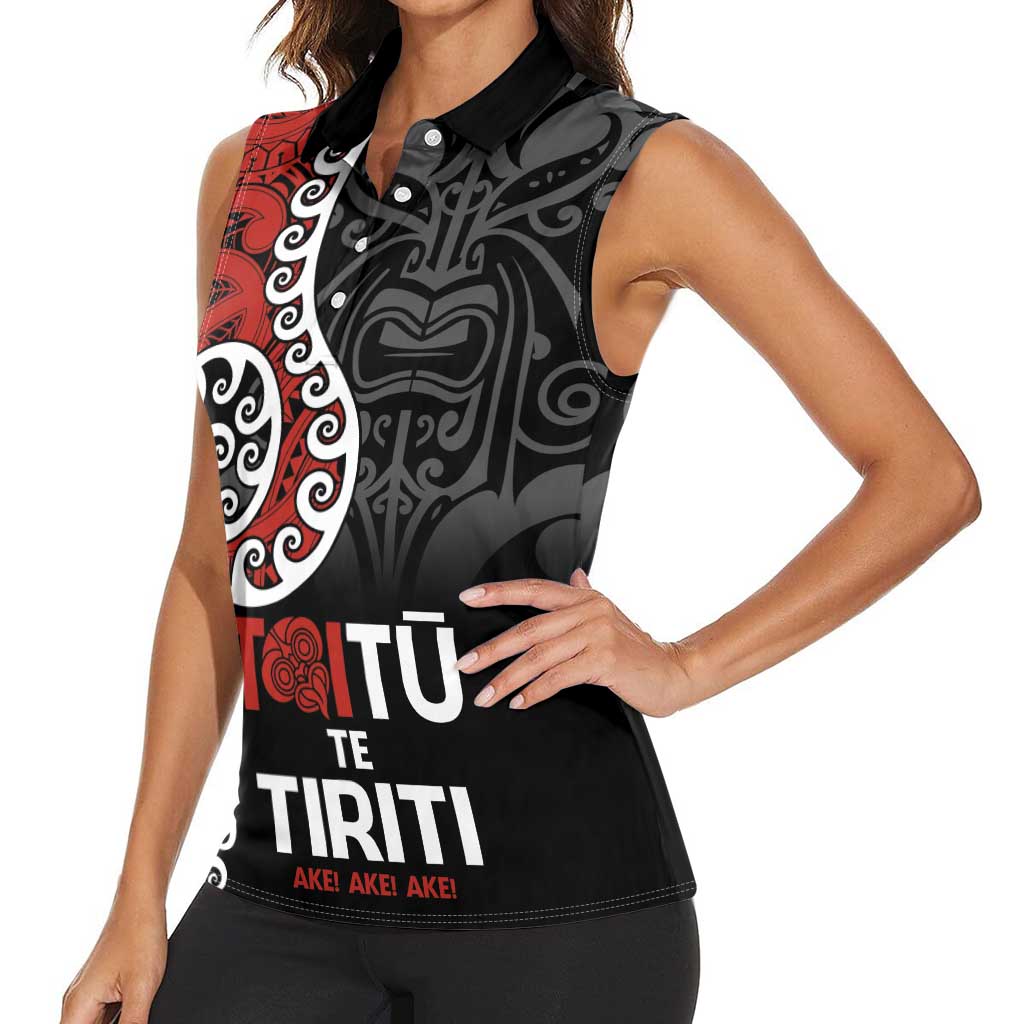 Honour The Treaty New Zealand Women Sleeveless Polo Shirt Toitu Te Tiriti Ake!Ake!Ake!