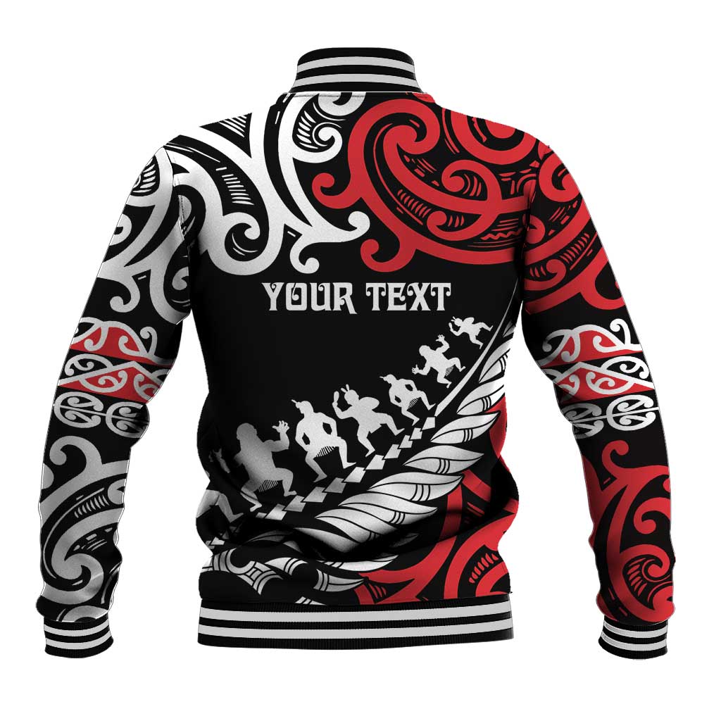 Honour The Treaty New Zealand Personalised Baseball Jacket Toitu Te Tiriti Half Fern with Haka dance