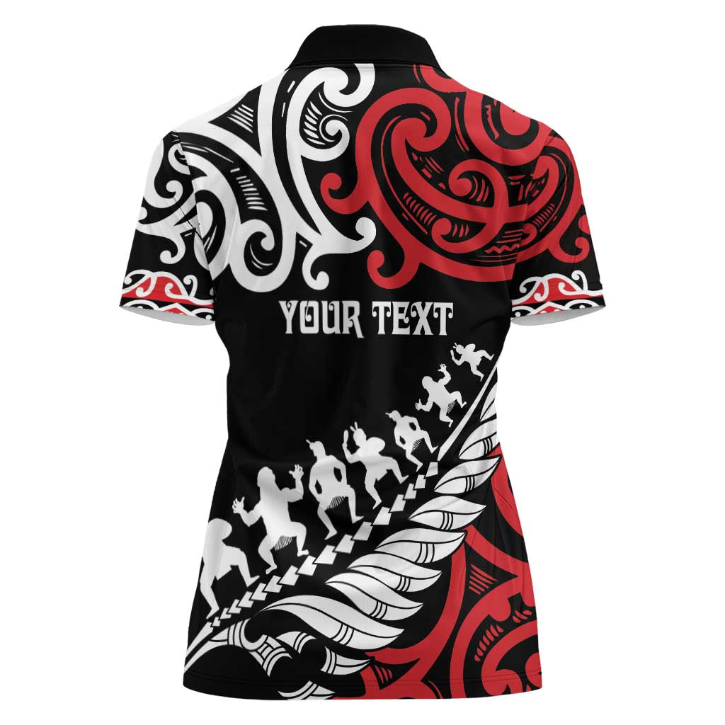 Honour The Treaty New Zealand Personalised Women Polo Shirt Toitu Te Tiriti Half Fern with Haka dance