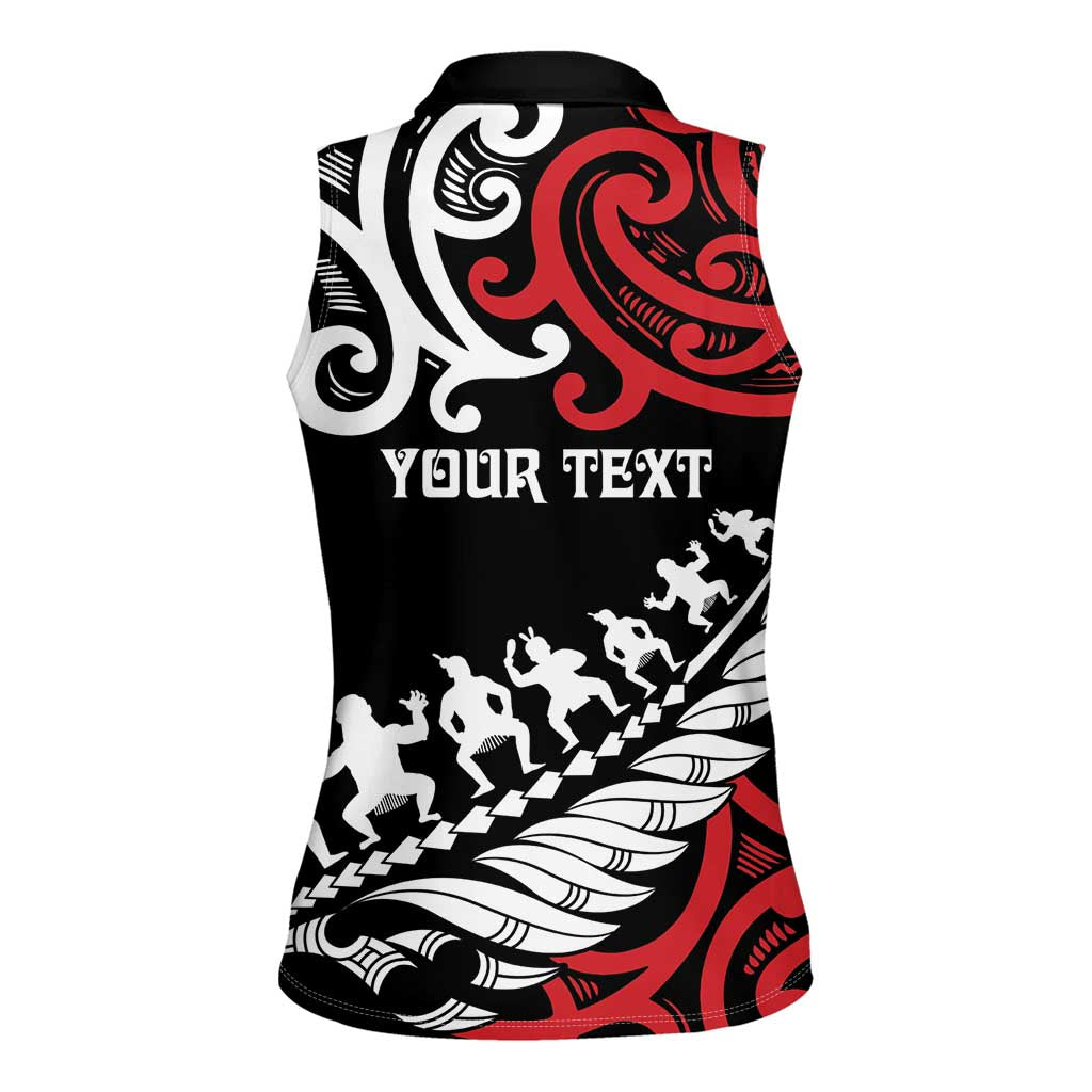 Honour The Treaty New Zealand Personalised Women Sleeveless Polo Shirt Toitu Te Tiriti Half Fern with Haka dance