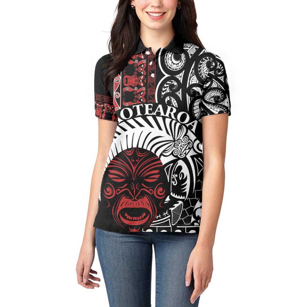 Honour The Treaty New Zealand Personalised Women Polo Shirt Toitu Te Tiriti Indigenous Maori Face