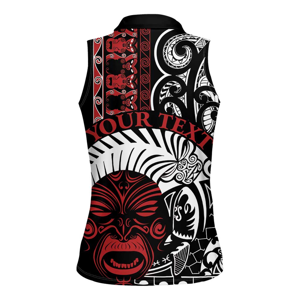 Honour The Treaty New Zealand Personalised Women Sleeveless Polo Shirt Toitu Te Tiriti Indigenous Maori Face