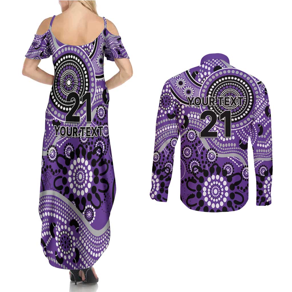 Hurricanes Cricket Custom Couples Matching Summer Maxi Dress and Long Sleeve Button Shirt Australian Aboriginal