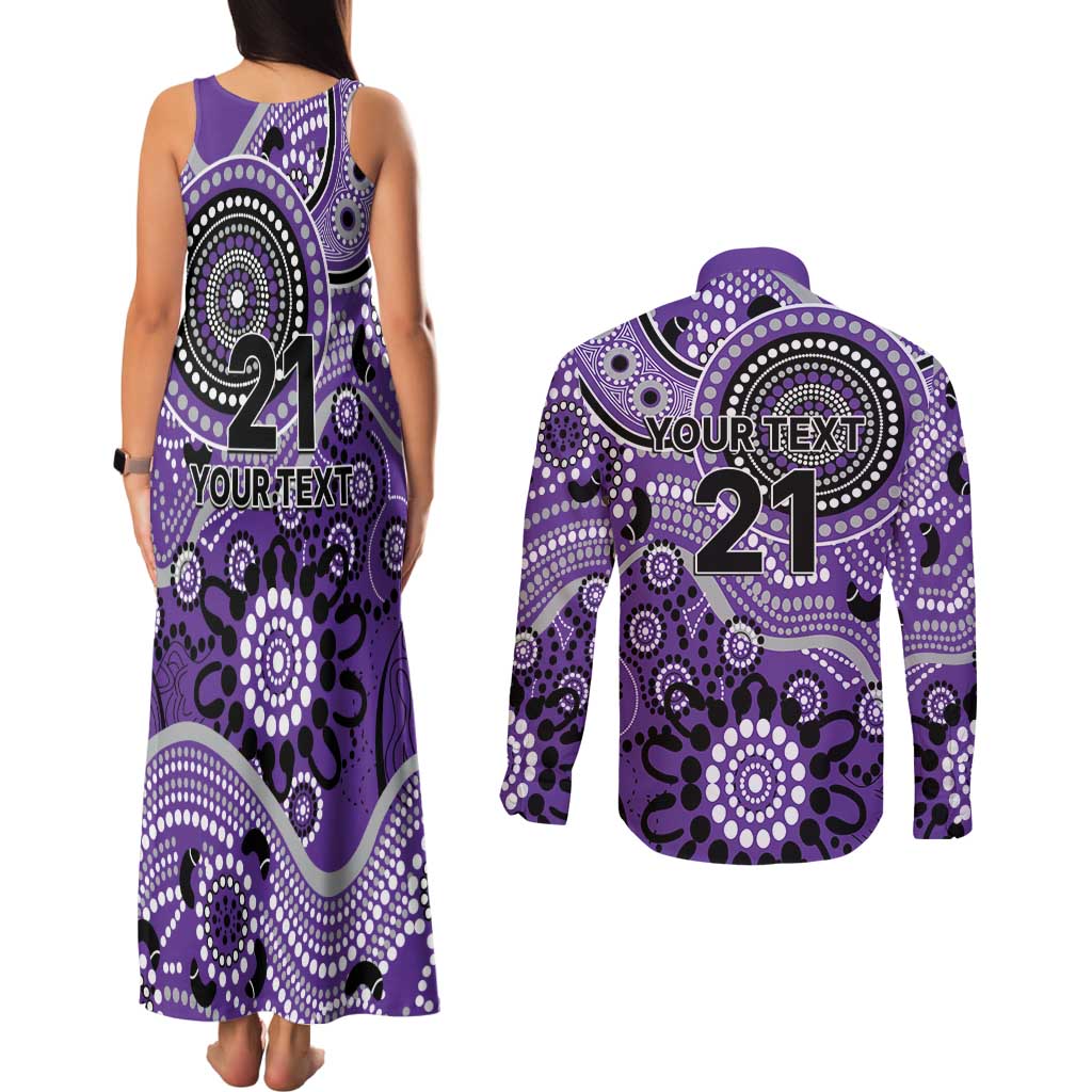 Hurricanes Cricket Custom Couples Matching Tank Maxi Dress and Long Sleeve Button Shirt Australian Aboriginal